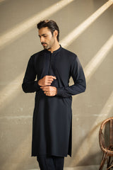 Navy Blue Embroidered Kurta Trouser C-10214