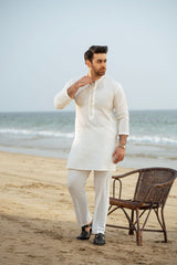 Off White Embroidered Kurta Trouser FD-5063