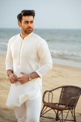 Off White Embroidered Kurta Trouser FD-5063