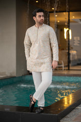 Off-White Embroidered Kurta Trouser FD-5069