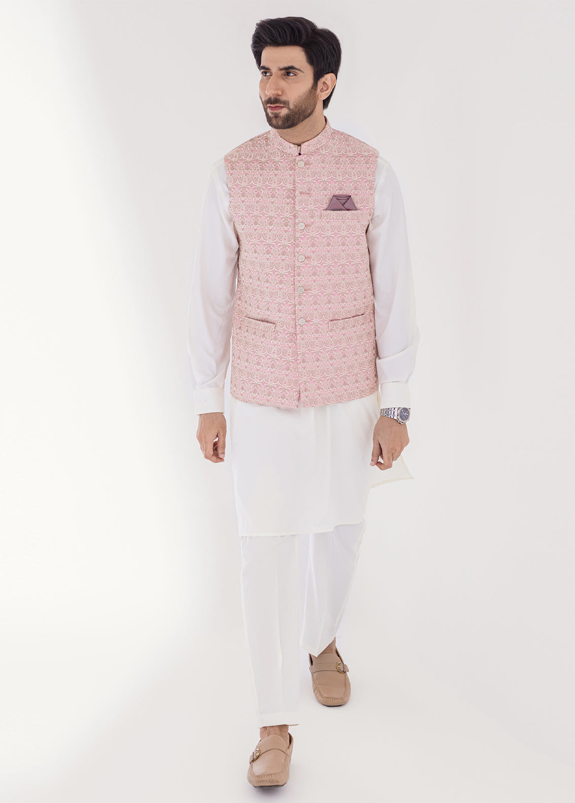 Light Pink Formal Waistcoat – Stylish Men's Attire – stylishgarmentspk
