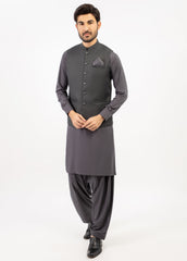 Dark Grey Plain Waistcoat For Men's