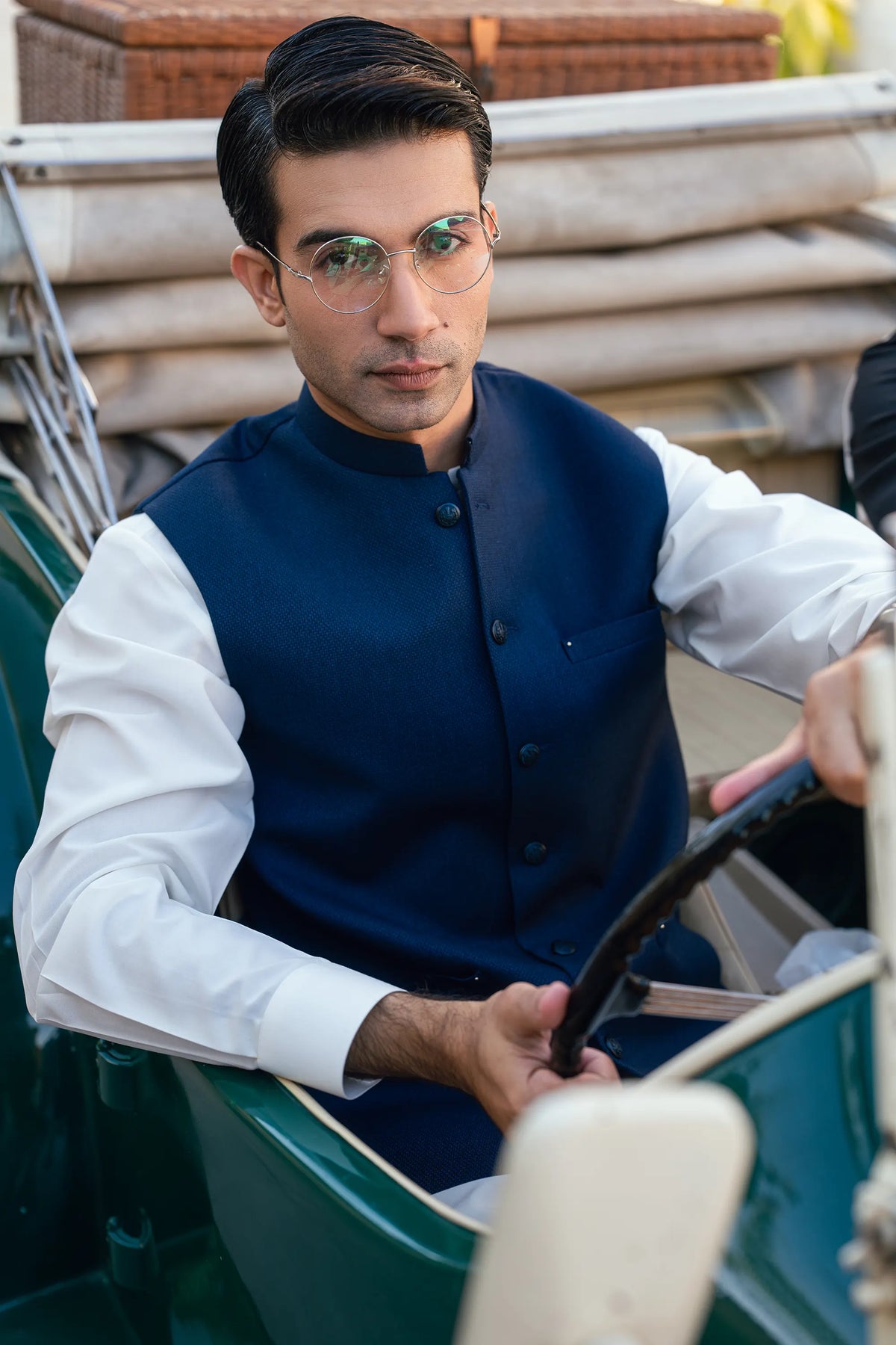 Metallic Blue Suiting Waistcoat WS-2020