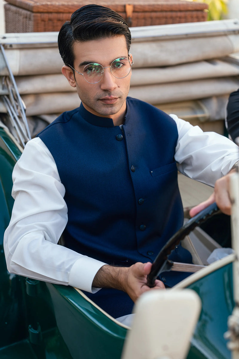 Metallic Blue Suiting Waistcoat WS-2020