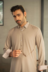 Stone Grey Kameez Shalwar C-10205