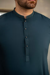 Teal Blue Embroidered Kameez Shalwar C-10201