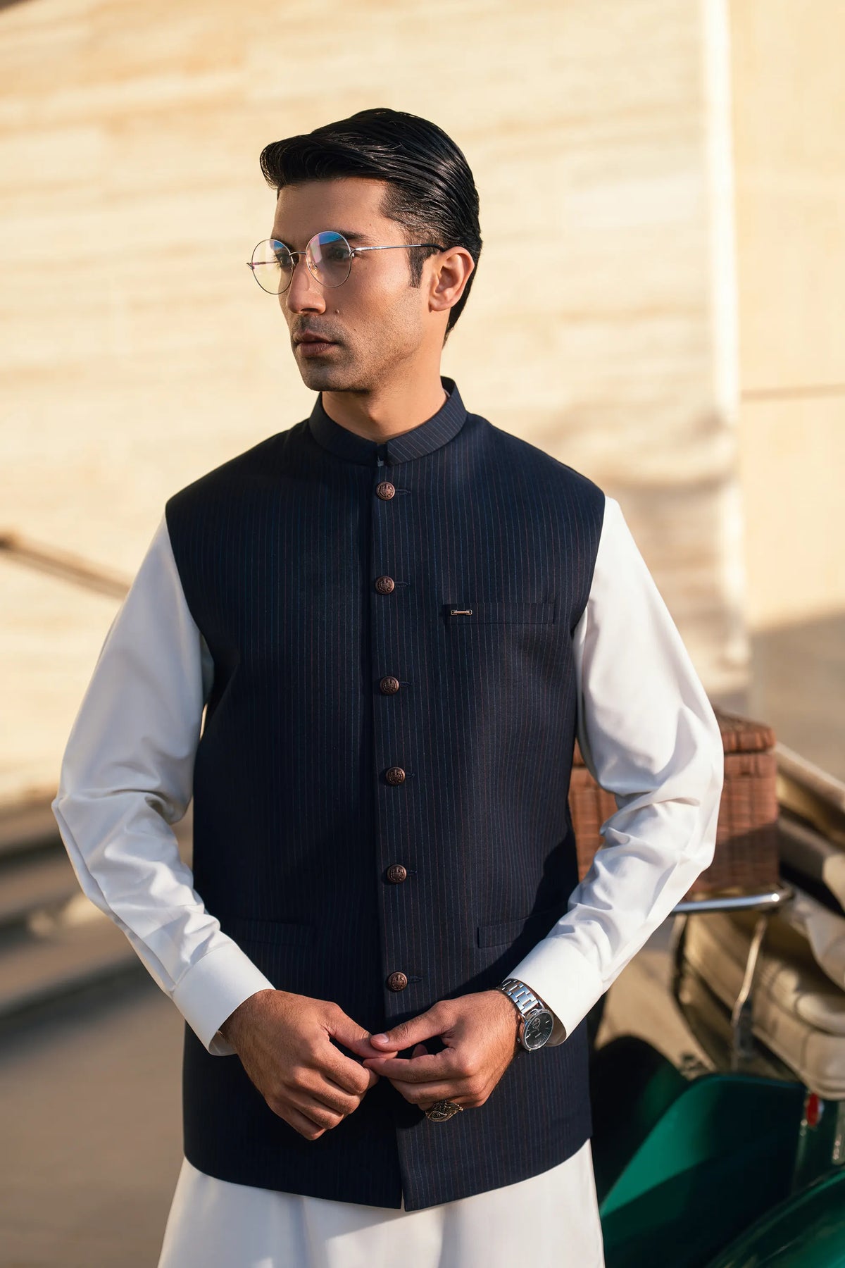 Texture Blue Waistcoat WS-2019