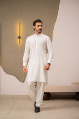 White Embroidered Kameez Shalwar C-10218