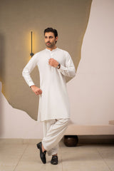 White Embroidered Kameez Shalwar C-10218