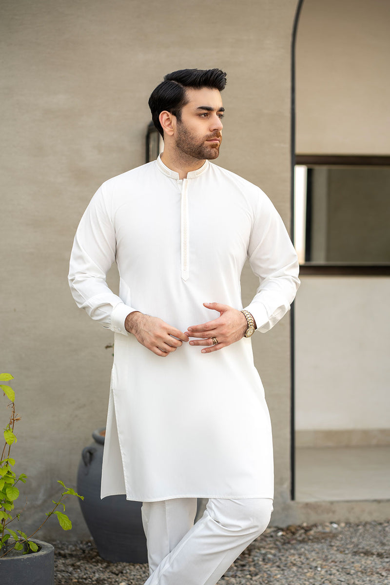 White Embroidered Kurta Trouser C-10210