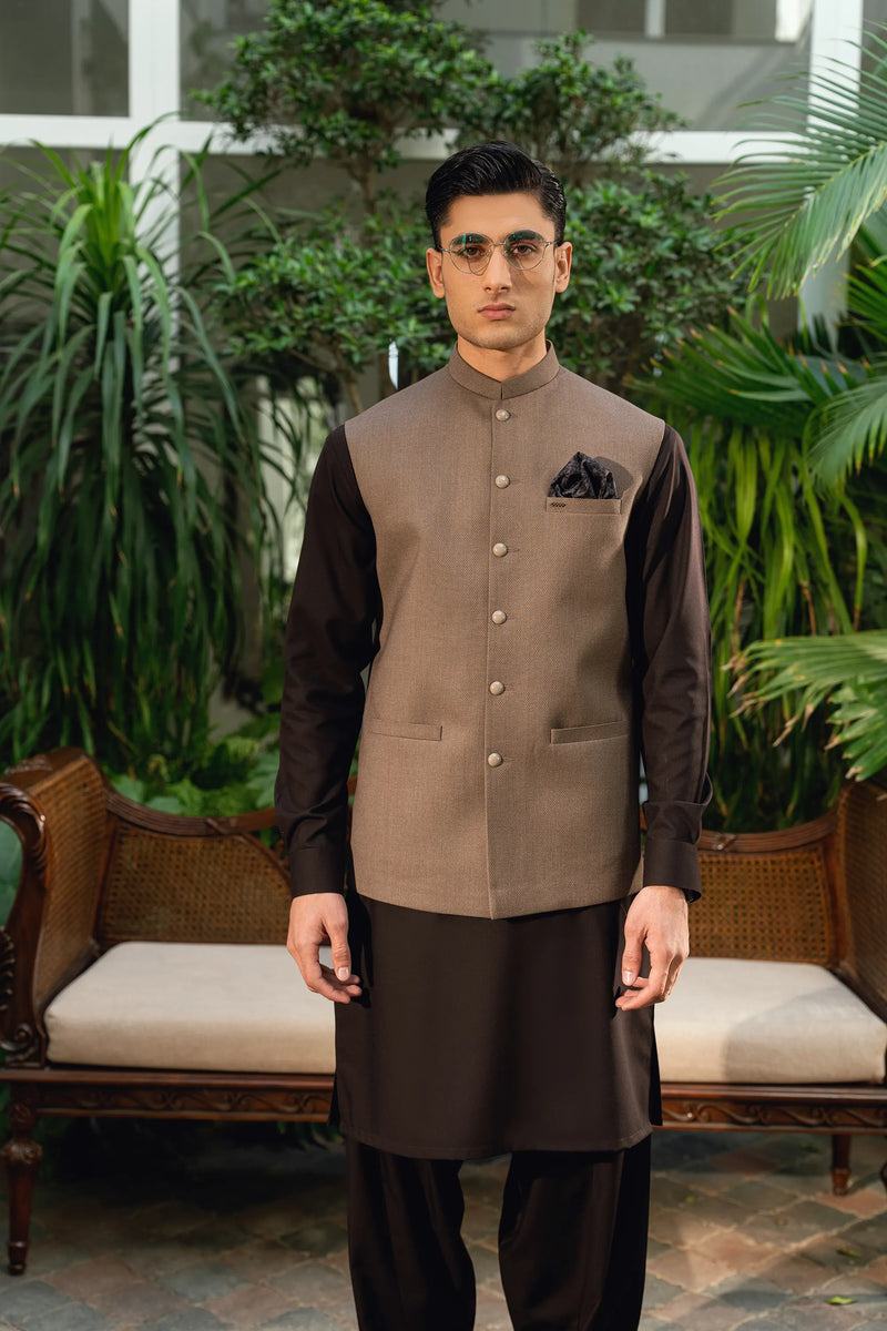Jute Brown Suiting Waistcoat WS-20012