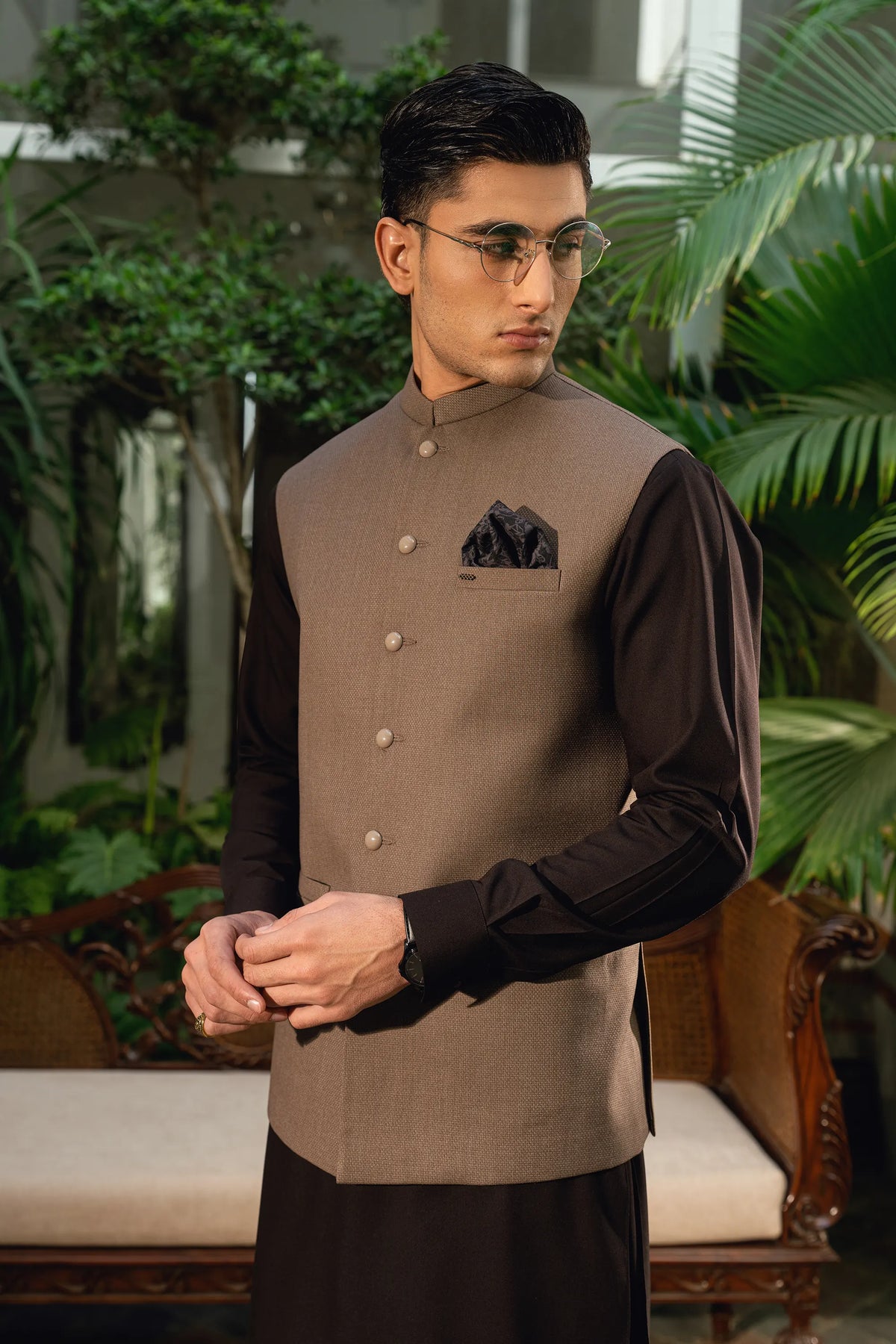 Jute Brown Suiting Waistcoat WS-20012